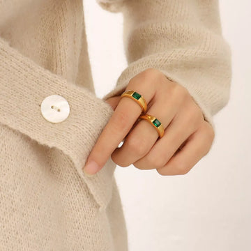 18K Gold-Plated Titanium Steel Zircon Ring