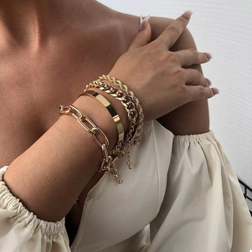 4 Piece 18K Gold-Plated Minimalist Bracelet